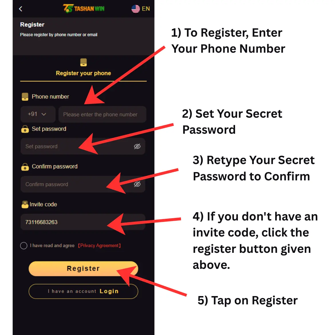 Tashan Win Game Register & Account Setup Guide Tashan Win Game Register